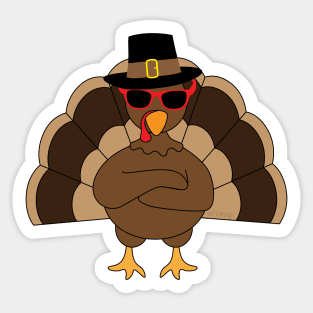 Cool Turkey with sunglasses Happy Thanksgiving Sticker